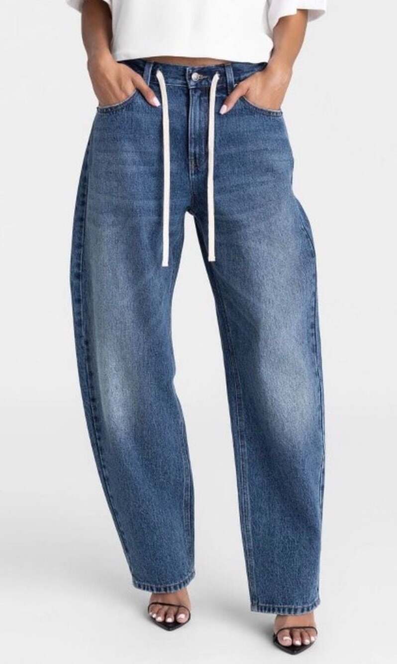 Kbb by Kahlana Women's Mid-Rise Barrel Leg Dark Wash Jeans Size 10